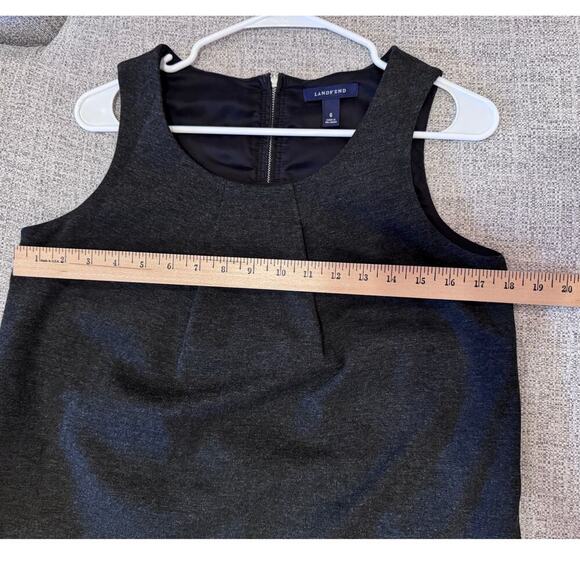 Lands' End Sleeveless Ponte Charcoal Gray Shift Dress Back Zipper Pockets Sz 6 - Picture 8 of 12